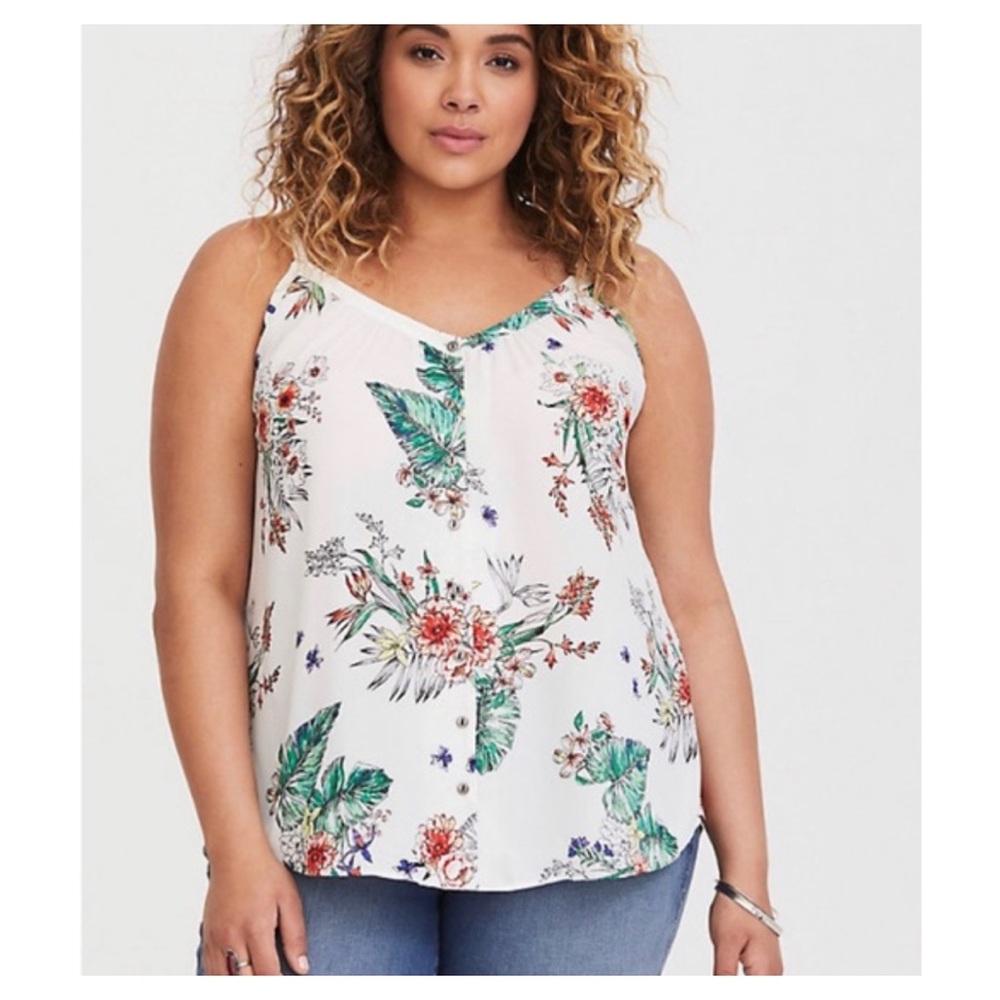 Torrid white floral button down cami